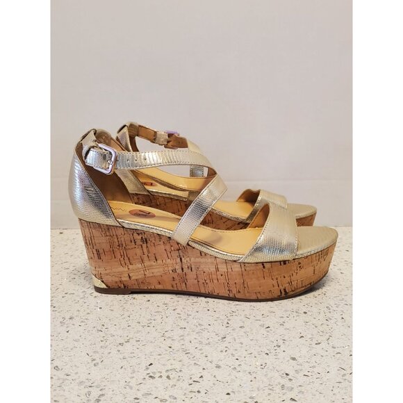 Nine West Gold cork heel Sandals women's shoes size 7.5 - Picture 5 of 8